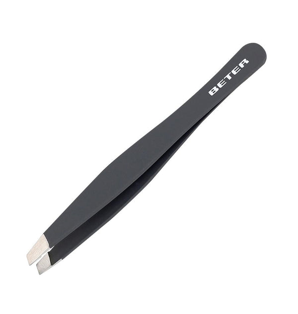 Beter Effortless Slanted-Tip Tweezers Stainless Steel 10 cm Black