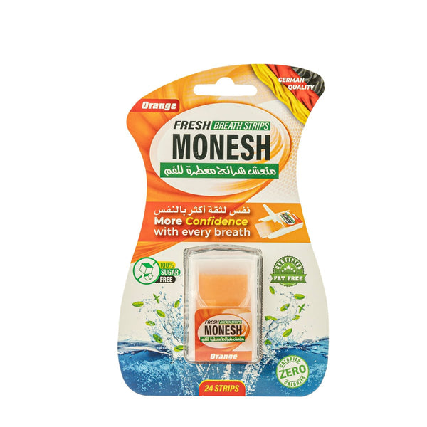 Monesh Fresh Breath Strips Orange Flavor Sugar-Free 24 Pieces