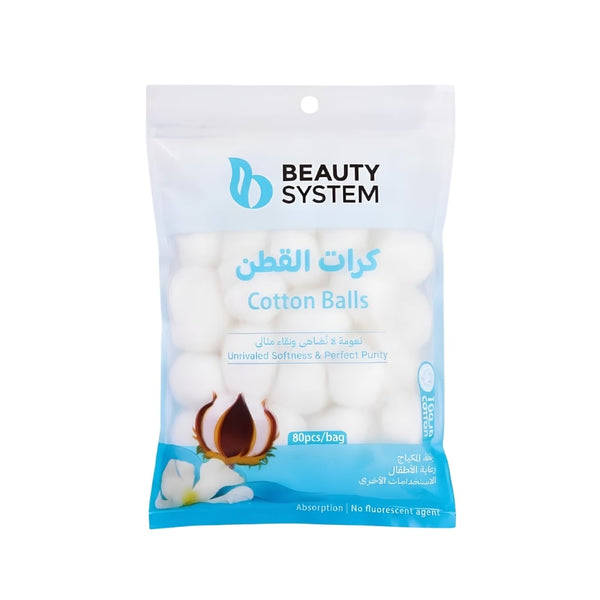 Beauty System Multi-Use Cotton Balls, 100% Natural Cotton, 80 Pieces