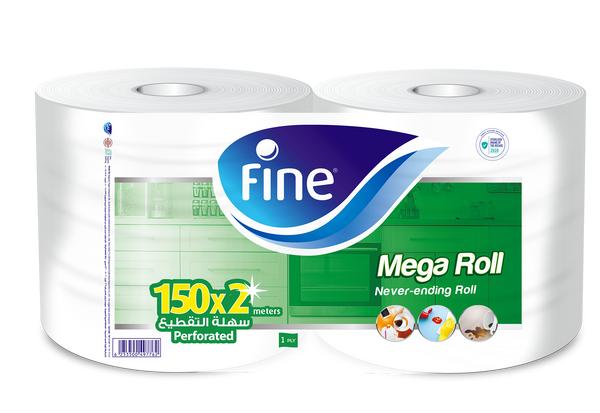 Fine Mega Roll Paper Towels, 1 Ply