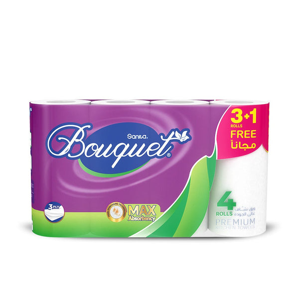 Sanita Bouquet Kitchen Towels Ultra Absorbent 4x6, 3+1 Pack