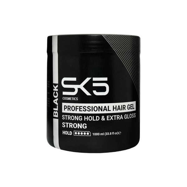 SK5 Professional Strong Hold Hair Gel Extra Shine Black 1000ml