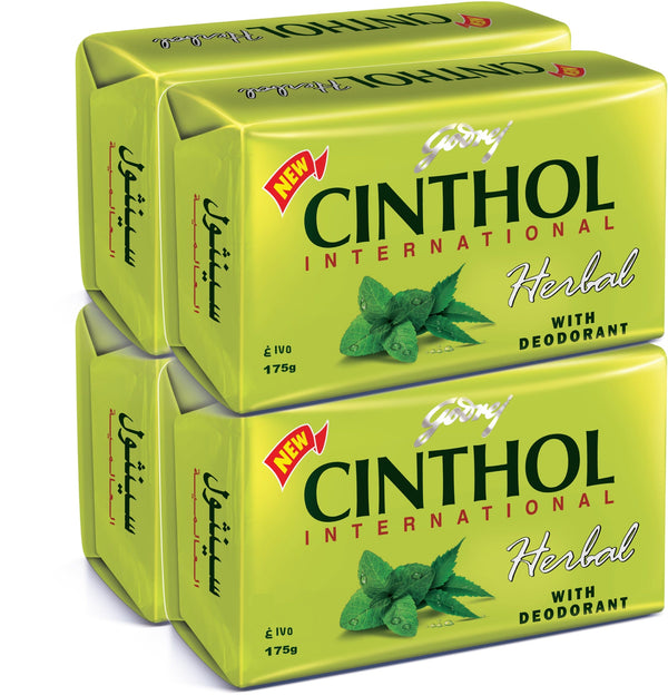Cinthol Herbal Fragrance Soap Bars Lime Scent 4-Pack 175 g
