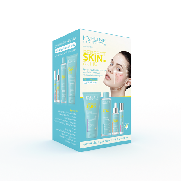 Eveline Oily Skin Skincare Promo Pack Wash Toner Serum Roll-On Shikimic & Mandelic Acids