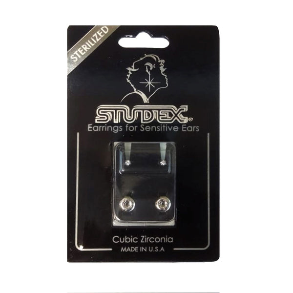 Studex Cubic Zirconia Mini Stud Earrings, Sterilized Surgical Steel, 24K Gold Plated