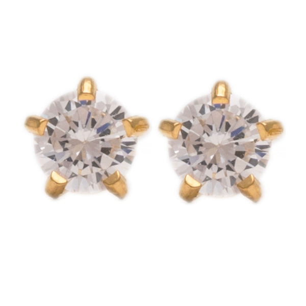 Studex Cubic Zirconia Tiffany Regular Gold-Plated Surgical Steel Earring, 1 Piece