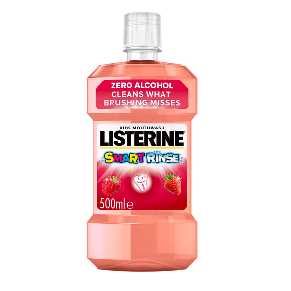 Listerine Smart Rinse Kids Mouthwash Liquid Mild Berry Alcohol-Free Fluoride 500ml