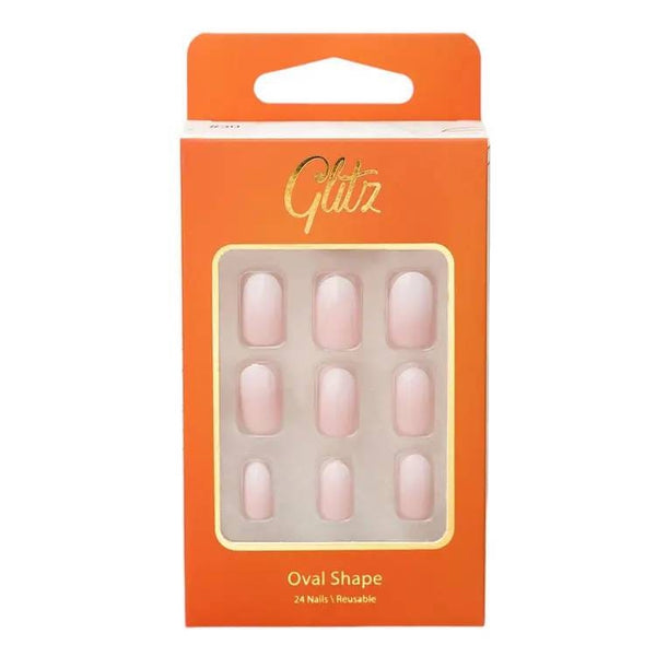 Glitz Press-On Nails Oval Pink #30, 24 Pieces