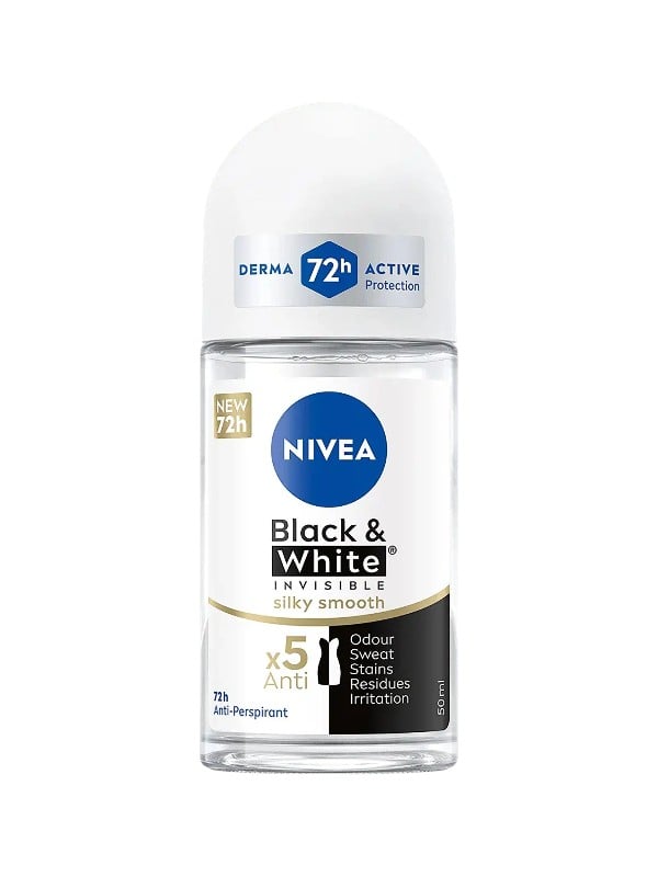 Nivea Black & White Silk Smooth Roll-On Deodorant for Women 48-Hour Protection 50 ml