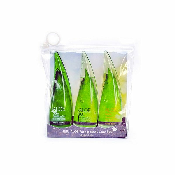 Holika Holika Jeju Aloe Face and Body Care Set, Soothing Gel, Shower Gel and Cleansing Foam, 165ml
