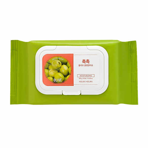 Holika Holika Daily Fresh Olive Cleansing Tissues Makeup Removing Wipes 60 Pieces