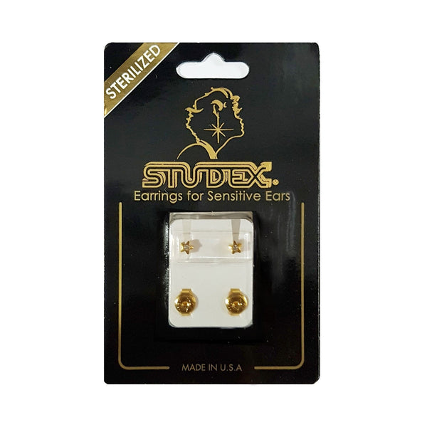Studex Regular Starlite Gold-Plated Earrings, Zircon Stone, 24K Gold Plated, 1 Pc
