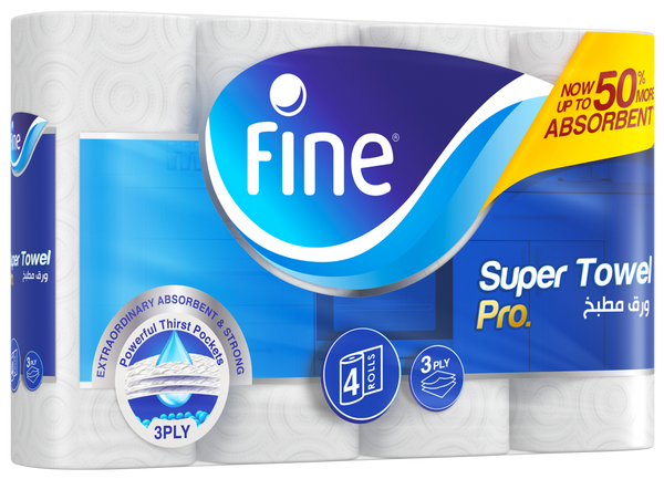 Fine Super Towel Pro 3-Ply Kitchen Towel 60 Sheets