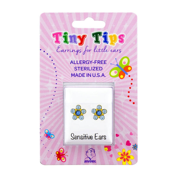 Studex Gold Plated Daisy Stud Earring, Light Sapphire Zircon, 1 Pc