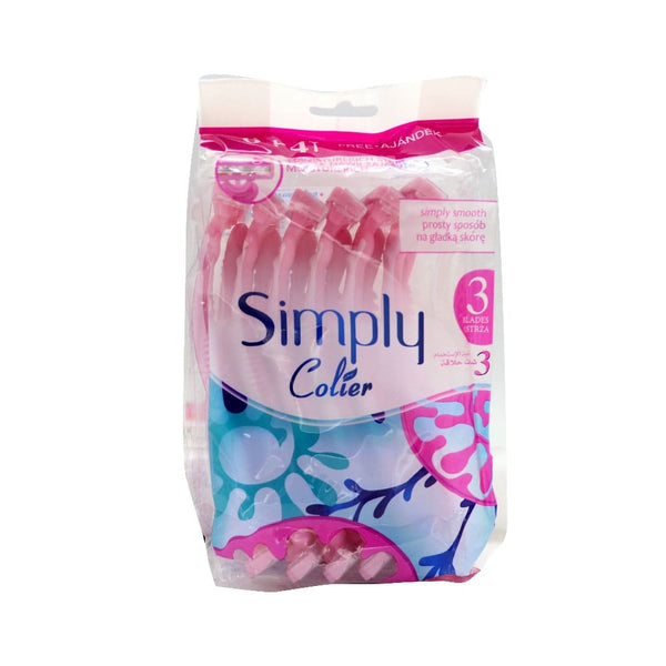 Colier Simply 3 Simply Clear Disposable Razors, 8-Blade with Aloe Vera Lubricating Strips, 12 Count