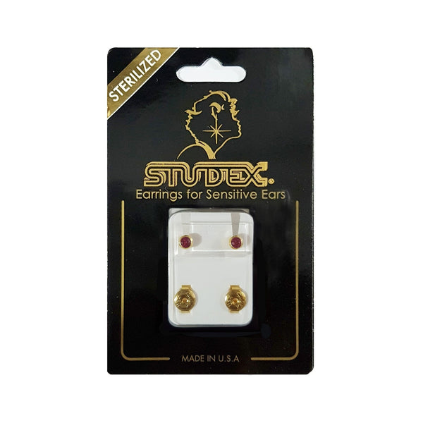 Studex Rose Regular Gold-Plated Zircon Stud Earrings, Surgical Steel, 1 Piece