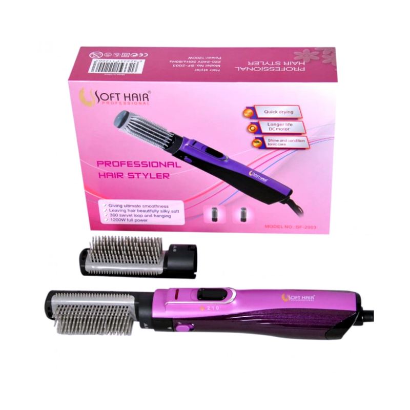 SOFT HAIR SF-2003 Hair Dryer Styler with 2 Brushes, 1200W, Dark Purple
