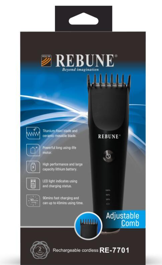 Rebune Rechargeable Shaver RE7701 Ergonomic Cordless Electric Shaver
