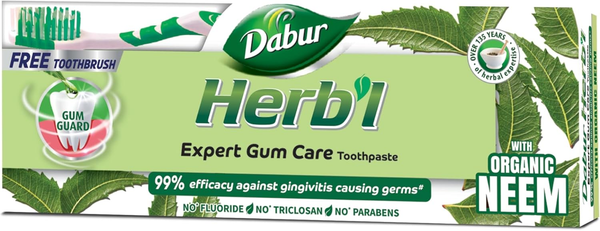 Dabur Herb'l Expert Gum Care Toothpaste Botanical Neem Formula with Toothbrush 150 g