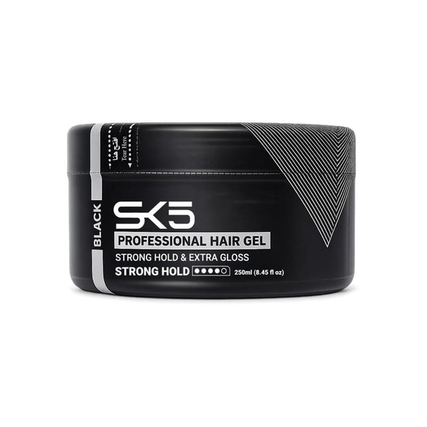 SK5 Professional Strong Hold Hair Gel Shine Finish Black 250ml