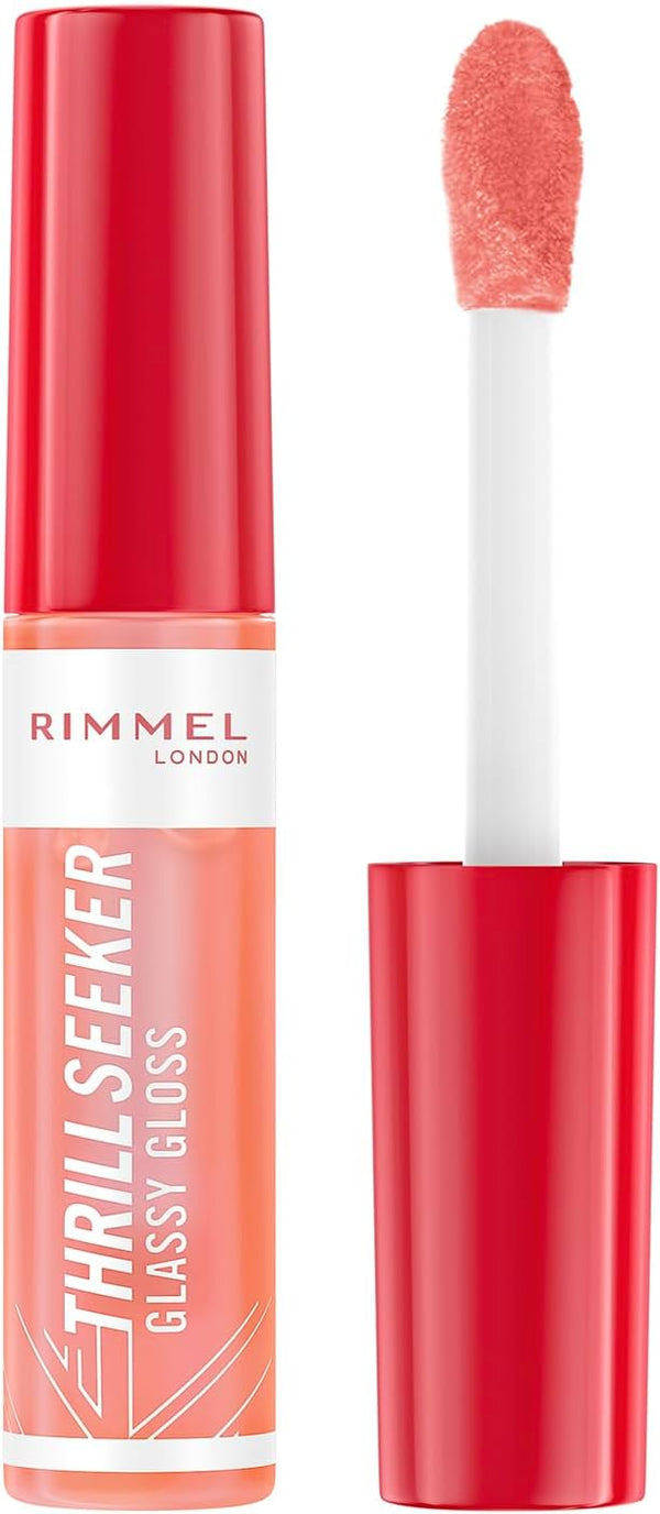 Rimmel Thrill Seeker Glassy Gloss Liquid High-Shine Lip Gloss Hyaluronic Acid 250 Peachy Vibes