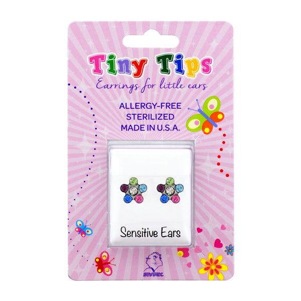 Studex Sterilized Stainless Steel Daisy Rainbow Earring 24K Gold Plated Zircon 1 Piece