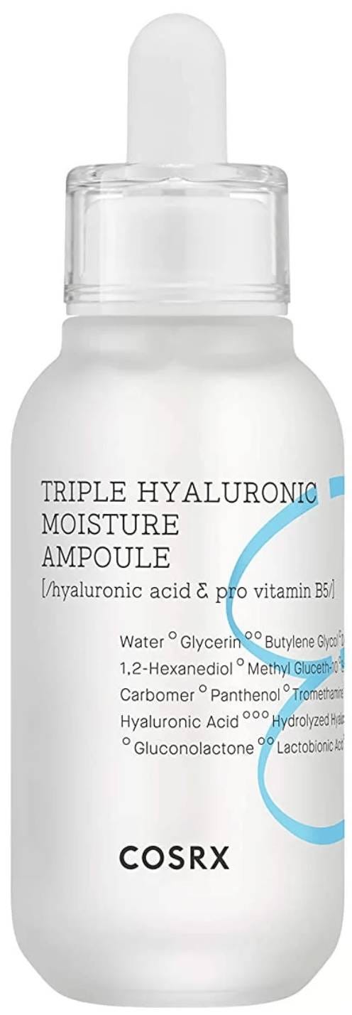 COSRX Hydrium Triple Hyaluronic Moisture Ampoule Serum, Lightweight Hydrating Finish, 1.35 oz
