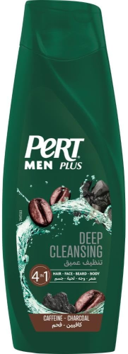 Pert Plus Men 4-in-1 Deep Cleansing Shampoo and Wash with Caffeine and Charcoal