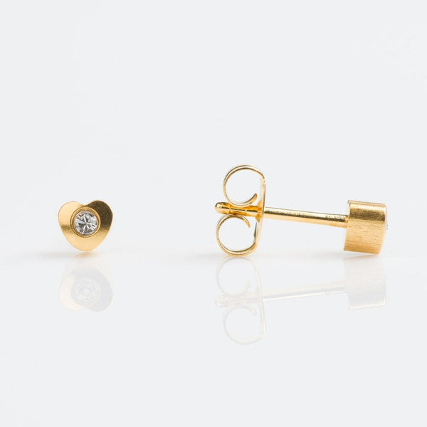 Studex Gold-Plated 4mm Heartlite Crystal Earrings, Surgical Steel, Pair