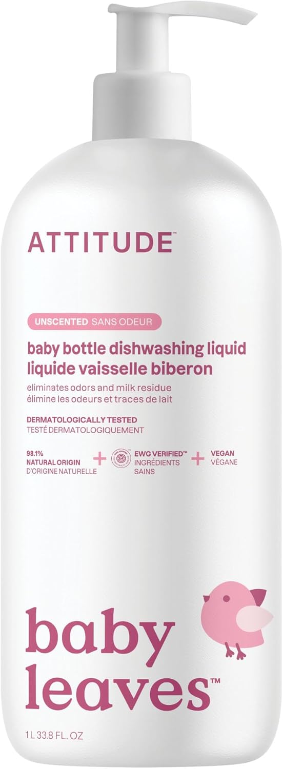 Attitude Baby Bottle & Dishwashing Liquid, Unscented, 1 L