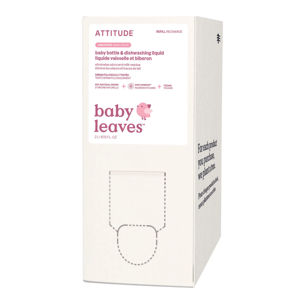 ATTITUDE Baby Bottle & Dishwashing Liquid Refill, Unscented, 2 L
