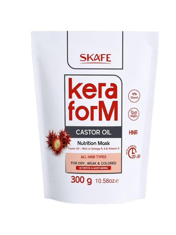 Skafe Keraform Castor Oil Nutrition Hair Mask, Omega 9 & 6, Vitamin E, 300 g