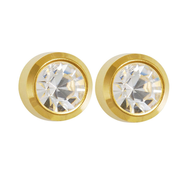 Studex Crystal Bezel Large Gold-Plated Earring, Zircon Stone, 1 Pc