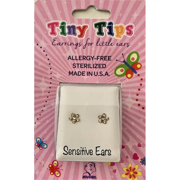 Studex Gold Daisy Plated Crystal Stud Earring, 24K Gold Plated, 1 Piece