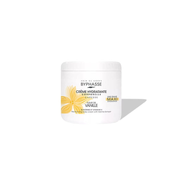 Byphasse Vanilla Moisturizing Body Cream Whipped Texture Glycerin Shea Butter Vitamin E 500 ml