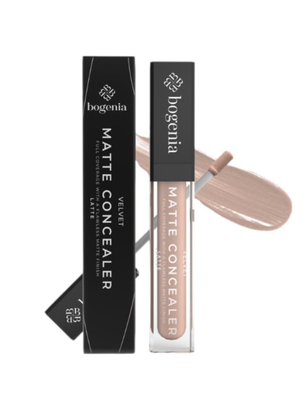 Bogenia Velvet Matte Concealer Latte BG620.005 Creamy Blendable Sponge Applicator