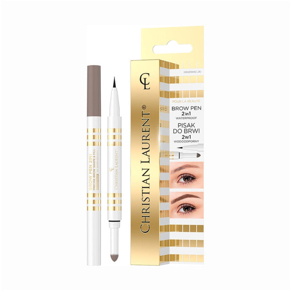 Christian Laurent Eyebrow Pencil 2-in-1 Warm Brown Waterproof Dual-Ended