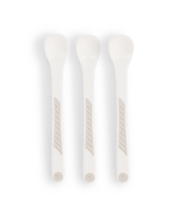 Twistshake Feeding Spoons, Angled Soft-Touch Handle, White, 3 Pieces, 4+ Months
