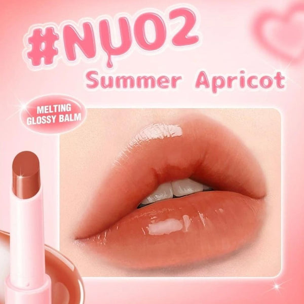 Pink Flash Lip Gloss Moisturizing Balm Glassy Shine NU02 Summer Apricot