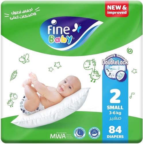 FINE BABY Size 2 Jumpo Pack Baby Diapers, 84 Pack, 3-6 kg