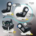Moon Gyro Baby Car Seat, 360-Degree Rotating, Isofix, Black, Birth to 12 Years