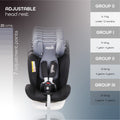 Moon Gyro Baby Car Seat, 360-Degree Rotating, Isofix, Black, Birth to 12 Years