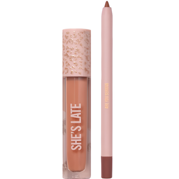 Beauty Creations Lip Pencil + Liquid Lipstick She's Late Nude Matte Duo