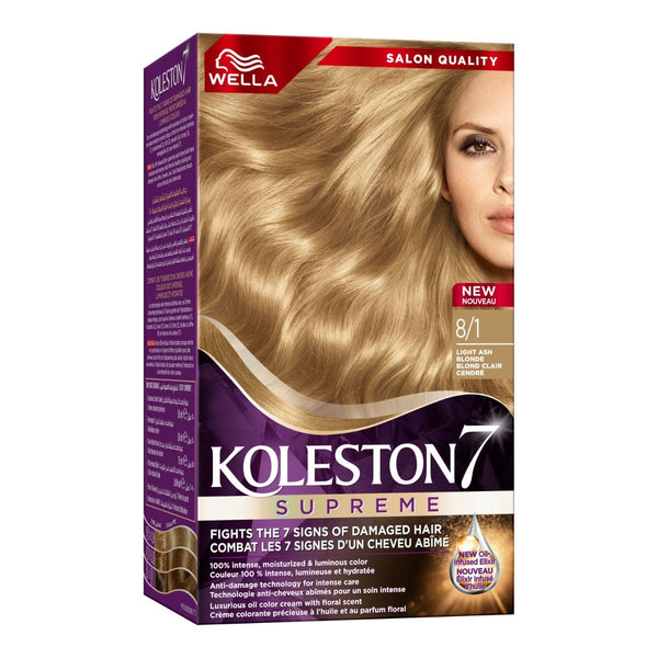 Koleston Kit 8/1 Light Ash Blonde Hair Color Kit Gray Coverage