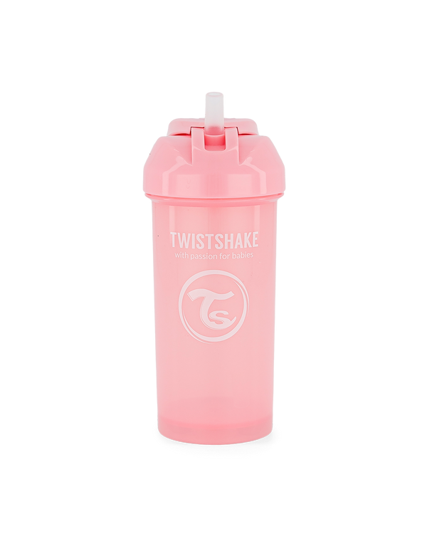 Twistshake Straw Cup Pulling-Lid Spill-Free Baby Cup Pastel Pink 360ml 6+ Months