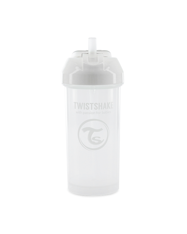 Twistshake Straw Cup with Pulling Lid, Pastel White