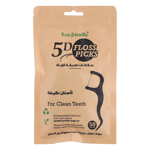 5D White 5D Floss Picks Biodegradable Corn Starch Pink Edition, 50 Pieces