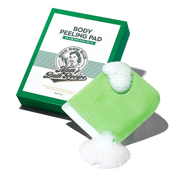 Mom's Bath Body Peeling Pads, Hinoki Cypress Scent, 8 Single-Use Loofahs