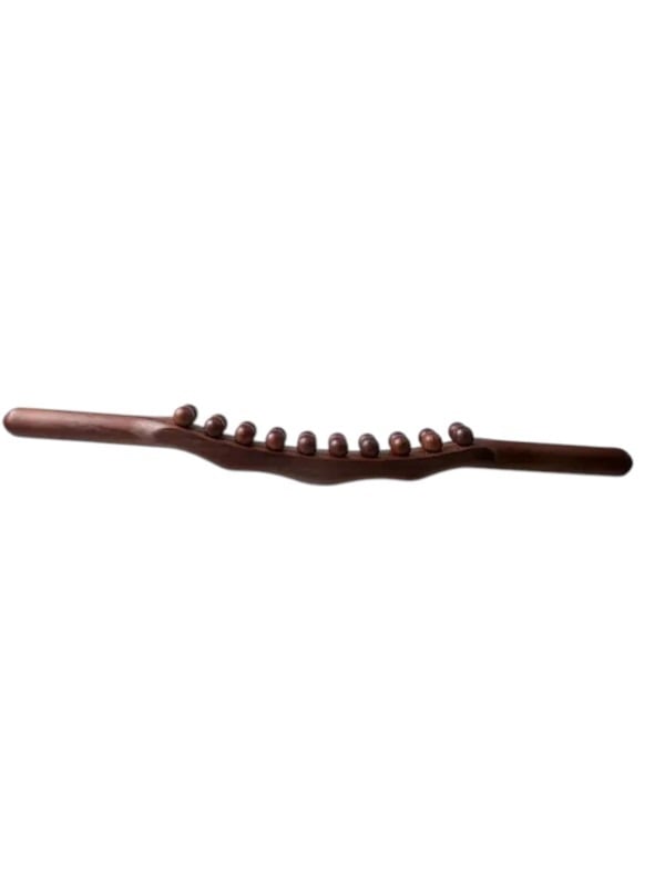 Spa System Multi-Ball Wooden Massage Stick, Natural Wood, Long Handle