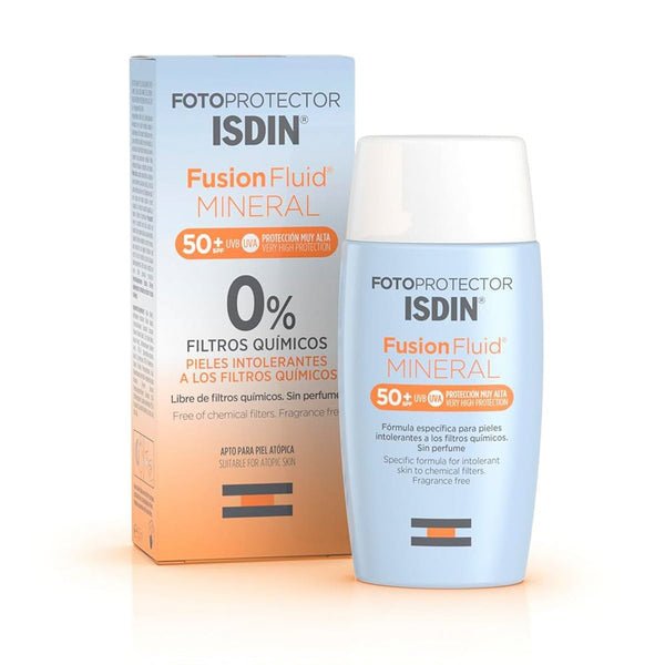 ISDIN Fusion Fluid Mineral SPF 50 Facial Sunscreen, Zinc Oxide, Fragrance-Free